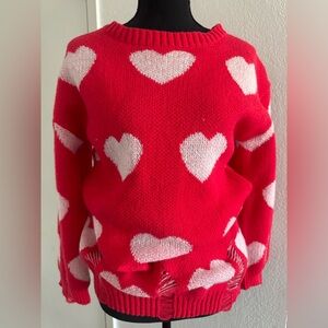 Valentine's Day Heart Pattern Pullover Sweater